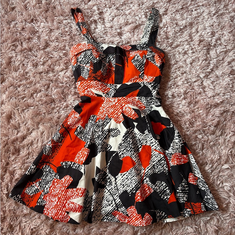 Eva Rose Ixia ModCloth Floral Print Mini Dress in Red and Black